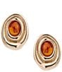 Dillard's Tortoise Resin Organic Oval Metal Stud Earrings - Image 1