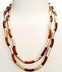 Dillard's Tortoise Tube Bead & Polished Metal Short Multi Strand Necklace - Image 1