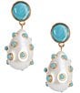 Dillard's Turquoise Round Resin Cab Stud Pearl Teardrop Earrings - Image 1