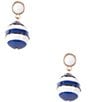 Dillard's White Cab Round Stud Navy & White Striped Drop Earrings, Color:Gold/Navy - Image 1