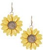 Color:Gold/Yellow - Image 1 - Yellow Sunflower Drop Earrings