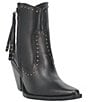Color:Black - Image 1 - Classy N Sassy Leather Studded Western Booties