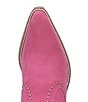 Color:Fuchsia Suede - Image 6 - Classy N Sassy Suede Studded Western Booties
