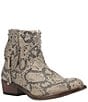 Color:Grey - Image 1 - Clementine Snake Print Leather Studded Western Booties