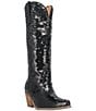 Color:Black - Image 1 - Dance Hall Queen Sequin Tall Western Boots
