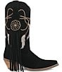 Color:Black - Image 2 - Day Dream Embroidered Suede Mid Western Boots