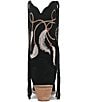 Color:Black - Image 3 - Day Dream Embroidered Suede Mid Western Boots