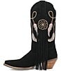 Color:Black - Image 4 - Day Dream Embroidered Suede Mid Western Boots