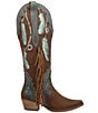 Color:Brown - Image 2 - Dream Catcher Feather Embroidered Suede Tall Western Boots