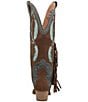 Color:Brown - Image 3 - Dream Catcher Feather Embroidered Suede Tall Western Boots