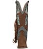 Color:Brown - Image 5 - Dream Catcher Feather Embroidered Suede Tall Western Boots