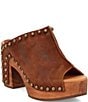 Dingo Echo Suede Studded Platform Clog Slide Sandals, Brown - Image 1