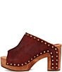 Dingo Echo Suede Studded Platform Clog Slide Sandals, Merlot - Image 4