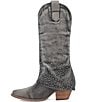 Color:Black - Image 4 - Eye Candy Denim Rhinestone Fold Over Western Boots