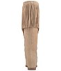 Color:Sand - Image 3 - Hassie Suede Fringed Collar Hidden Wedge Tall Western Boots