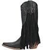 Color:Black - Image 4 - Hoedown Leather Fringe Western Boots