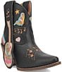 Color:Black - Image 1 - Melody Leather Embroidered Western Booties