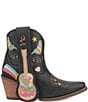 Color:Black - Image 2 - Melody Leather Embroidered Western Booties