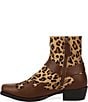 Dingo Men's Bandit Leopard Print Suede and Leather Coin Harness Western Ankle Boots - Image 4