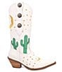 Dingo Pachita Embroidered Leather Western Boots, Color:White - Image 2