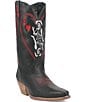 Color:Black - Image 1 - Queen A Hearts Embroidered Leather Mid Western Boots