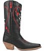 Color:Black - Image 2 - Queen A Hearts Embroidered Leather Mid Western Boots