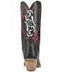 Color:Black - Image 3 - Queen A Hearts Embroidered Leather Mid Western Boots