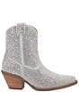 Color:Silver - Image 2 - Rhinestone Cowgirl Embellished Leather Western Mid Boots