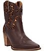 Dingo Run Wild Leather Leopard Print Suede Western Booties - Image 1