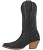 Color:Black - Image 4 - Silver Dollar Rhinestone Embellished Leather Western Boots