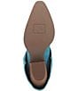 Color:Blue - Image 6 - Spirit Trail Suede Fold Over Fringe Western Boots