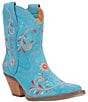 Color:Blue - Image 1 - Sugar Bug Suede Floral Embroidered Western Booties