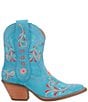 Color:Blue - Image 2 - Sugar Bug Suede Floral Embroidered Western Booties
