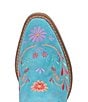 Color:Blue - Image 5 - Sugar Bug Suede Floral Embroidered Western Booties