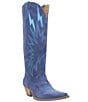 Color:Blue - Image 1 - Thunder Road Suede Tall Western Boots