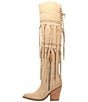 Color:Sand - Image 4 - Witchy Women Suede Studded Tasseled Over-The-Knee Western Boots