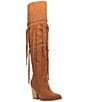 Color:Whiskey - Image 1 - Witchy Women Suede Studded Tasseled Over-The-Knee Western Boots