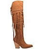 Color:Whiskey - Image 2 - Witchy Women Suede Studded Tasseled Over-The-Knee Western Boots