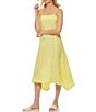 Color:Limoncello - Image 1 - Asymmetrical Hem Square Neck Sleeveless Linen Waistless Midi Dress