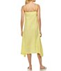 Color:Limoncello - Image 2 - Asymmetrical Hem Square Neck Sleeveless Linen Waistless Midi Dress