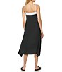 Color:Black White Combo - Image 2 - Asymmetrical Hem Square Neck Sleeveless Linen Waistless Midi Dress