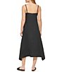 Color:Black - Image 2 - Asymmetrical Hem Square Neck Sleeveless Linen Waistless Midi Dress