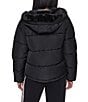 DKNY Attached Hoodie Faux Fur Zip Front Puffer - Image 2