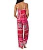 Color:Pink Print - Image 2 - Bandana Print Sleeveless V-Neck Woven Pant Pajama Set