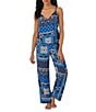 Color:Blue/Print - Image 1 - Bandana Print Sleeveless V-Neck Woven Pant Pajama Set
