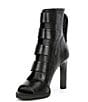 Color:Black - Image 4 - Blake Strappy Leather Peep Toe Stiletto Booties