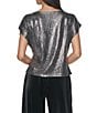 DKNY by Donna Karan Woven Mirror Scoop Neck Short Sleeve Top - Image 2