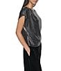 DKNY by Donna Karan Woven Mirror Scoop Neck Short Sleeve Top - Image 3