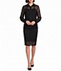 DKNY by Donna Karan Woven Mesh Sequin Midi Length A-Line Skirt - Image 3