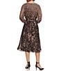 Donna Karan DKNY by Donna Kara Printed Chiffon Surplice V-Neck Belted Fit & Flare Midi Dress, Color:Brown Multi - Image 2